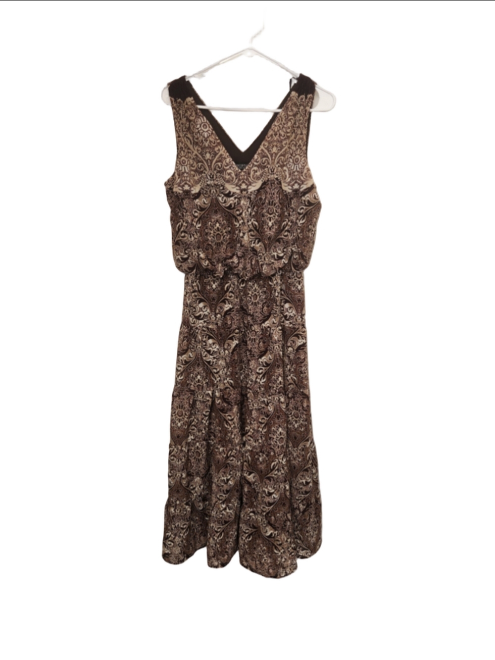 Perceptions Brown Beige Paisley Print Maxi Dress Size 10